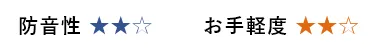 防音性★2 お手軽度★2