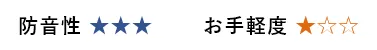 防音性★3 お手軽度★1