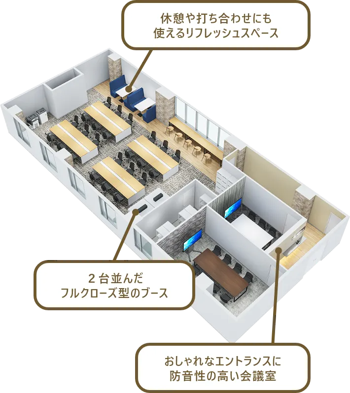 プレミアムプランのオフィスデザイン イメージパース